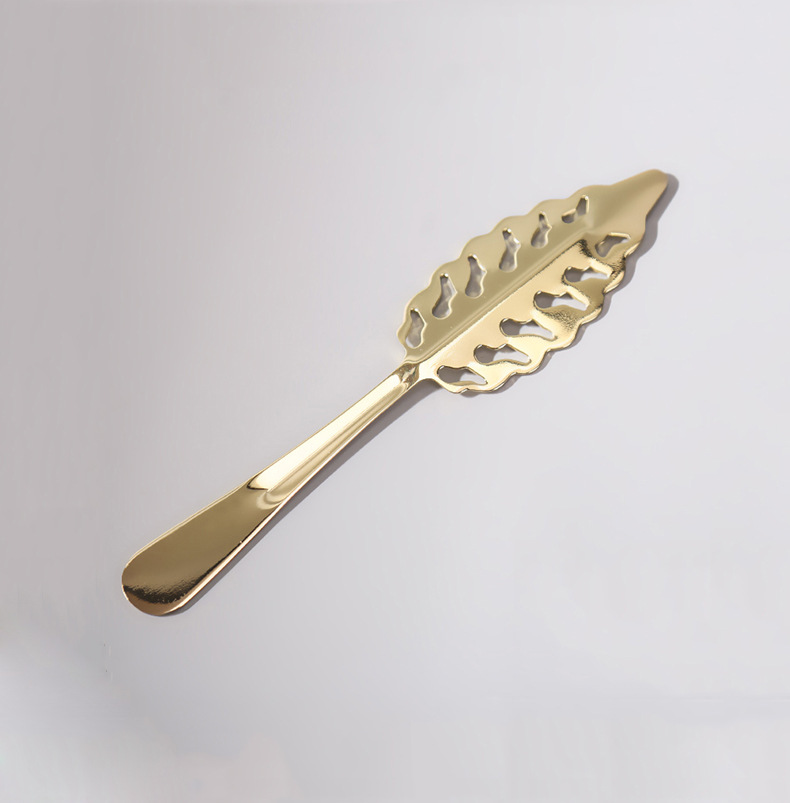 Leaves absinthe spoon gold plated