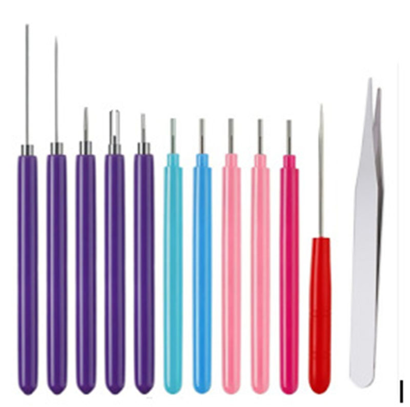 12-piece paper pen set (straight tweezers) awl color random