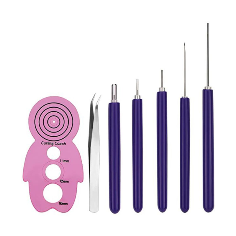 Five purple pens   Tweezers   pink gauge