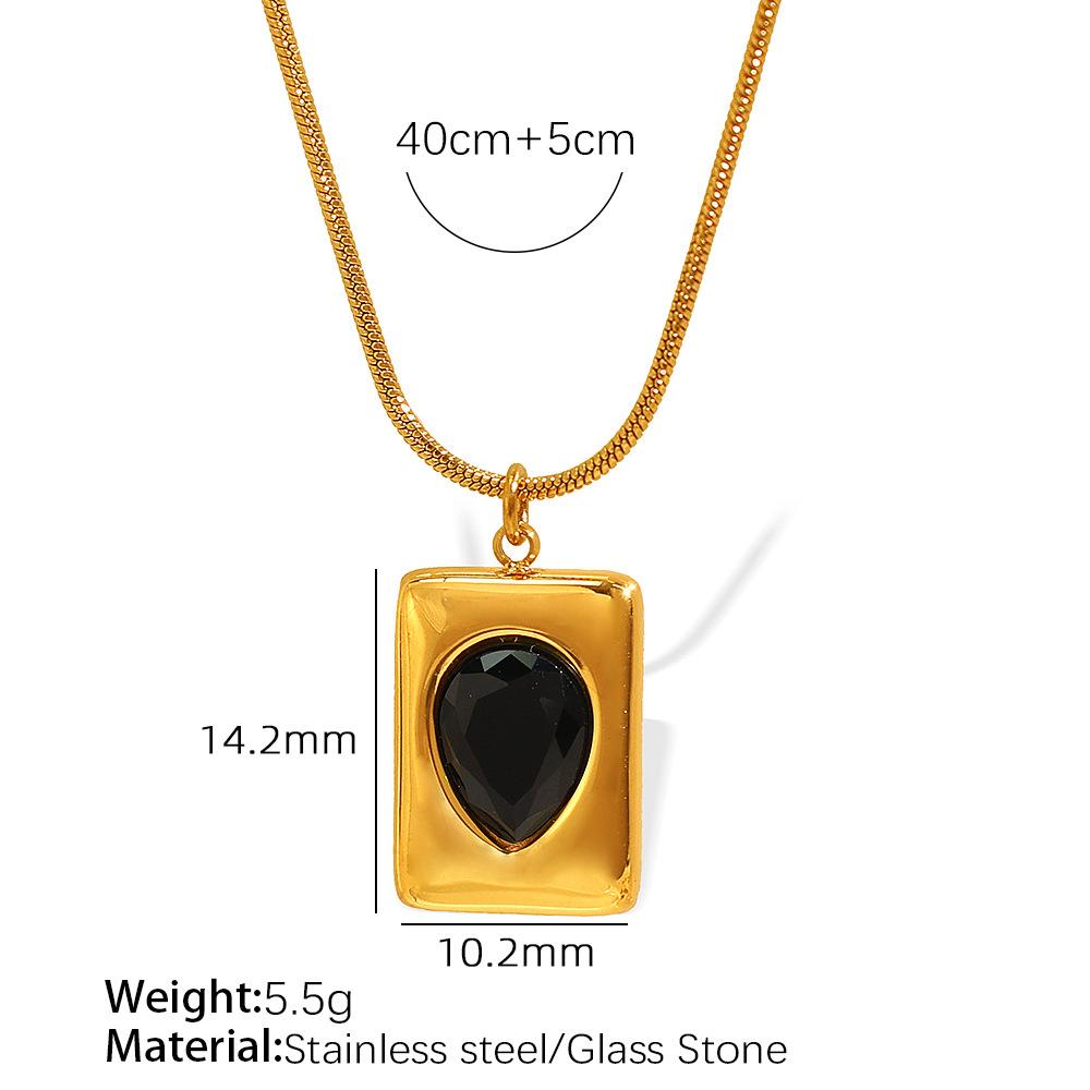 5:Black glass stone necklace