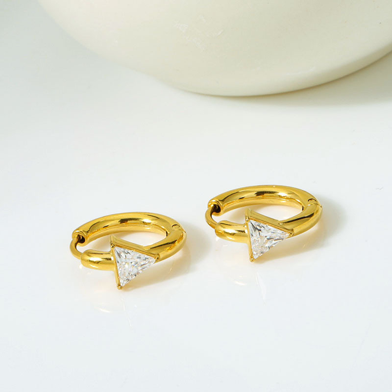 1:White zircon. - Gold earrings