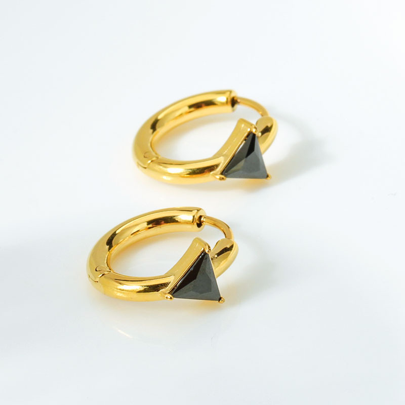 3:Black zircon. - Gold earrings