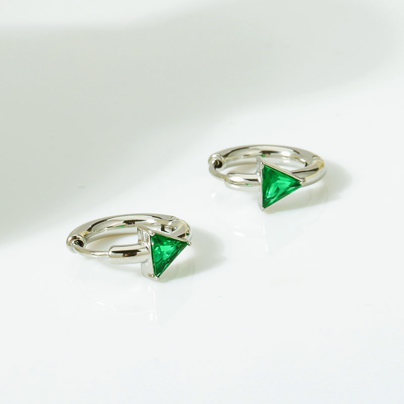 4:Green zircon. - Silver earrings