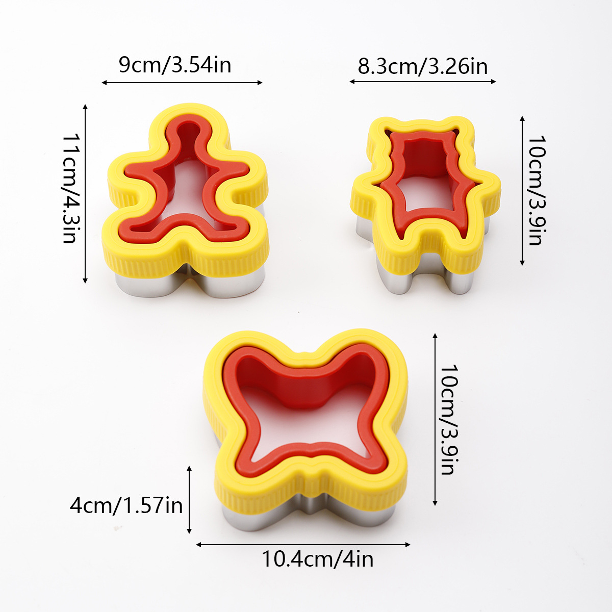 3-piece set of Christmas sandwich cutting mold (bear snowman butterfly)