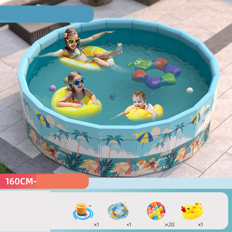 Cool summer 160 luxury model [inflatable pump   swimming ring   ocean ball * 20   duck]-160x45cm