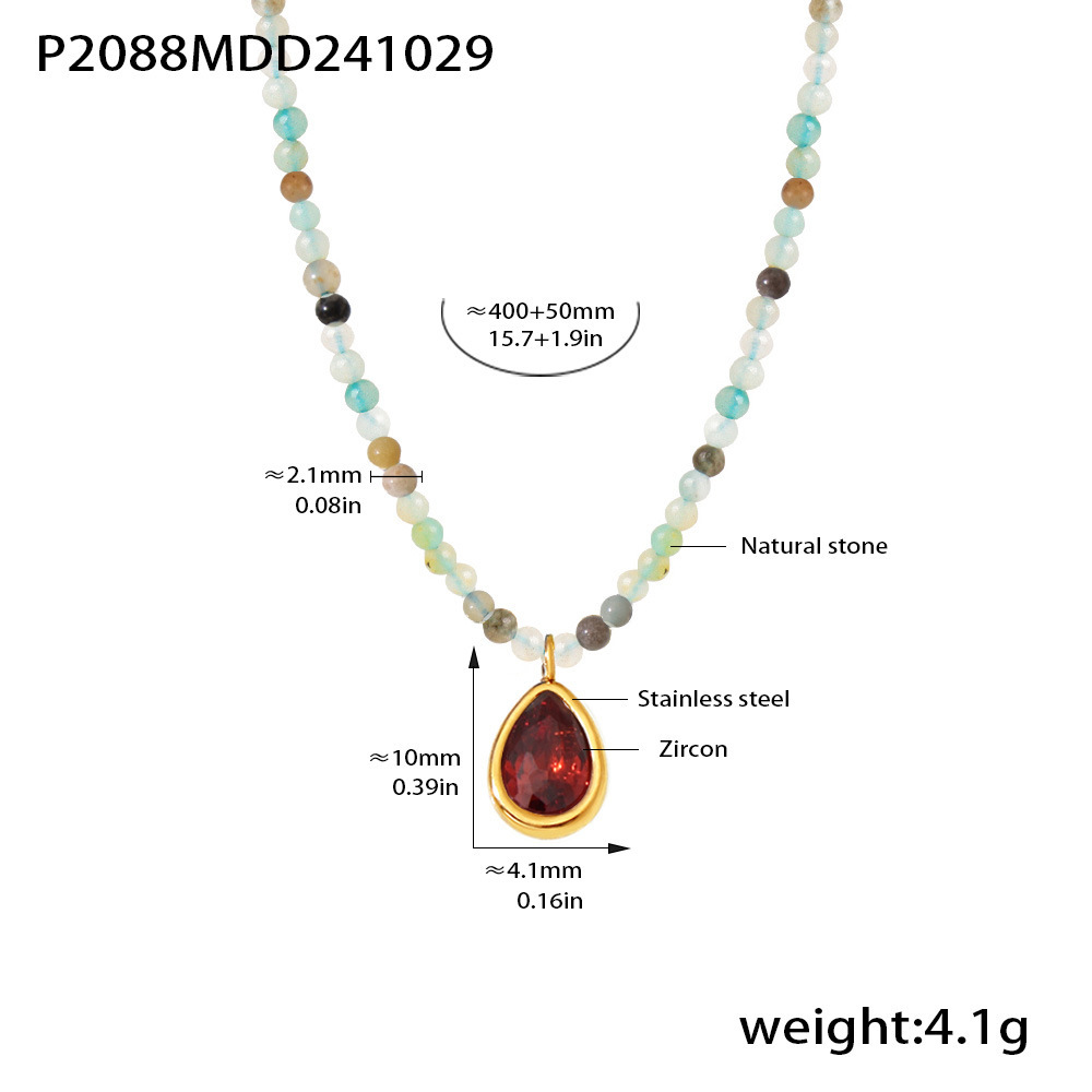 1:Natural stone red zircon pendant necklace