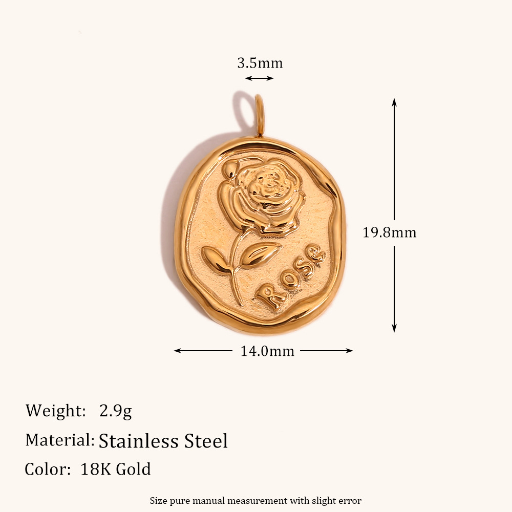 1:Rose irregular oval pendant