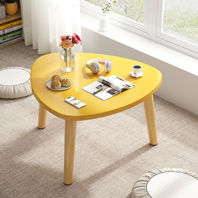 Elegant yellow arc triangle [diameter 60*60*30cm] solid wood legs