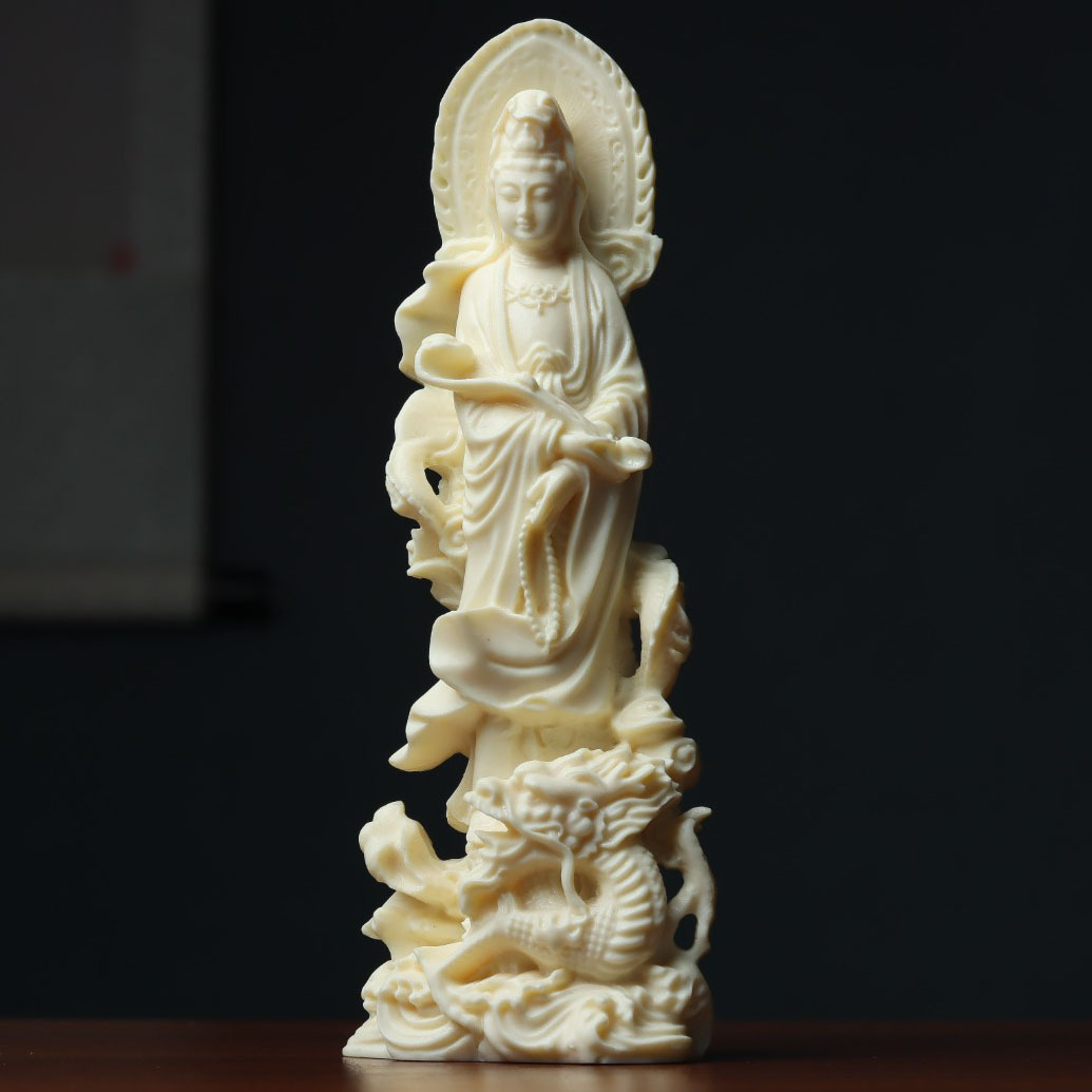 Ivory fruit Ruyi Yulong Guanyin ornaments about 20*7*4cm