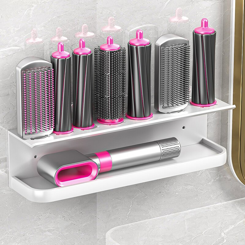 Curling Rod Storage-Plugged-White (Punched and Nail-Free Dual-Use)