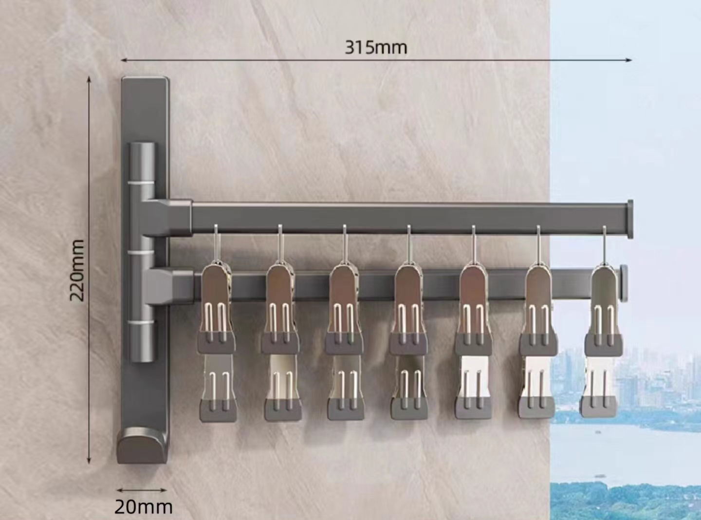 Gun Gray-folding hosiery-two bars with 14 windproof clips [dual-use installation]]