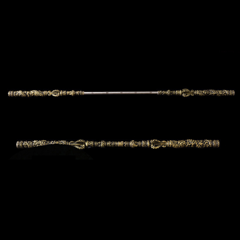 Bronze dragon column   silver telescopic rod [retractable to 1.8m ]