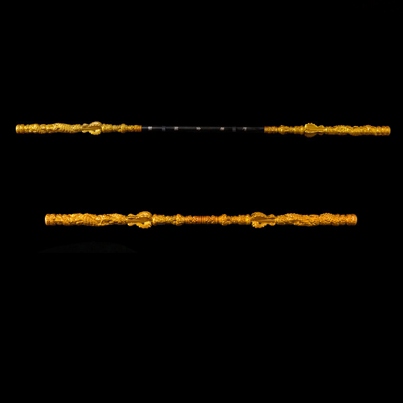 Golden dragon pillar   black telescopic rod [retractable to 1.8m ]