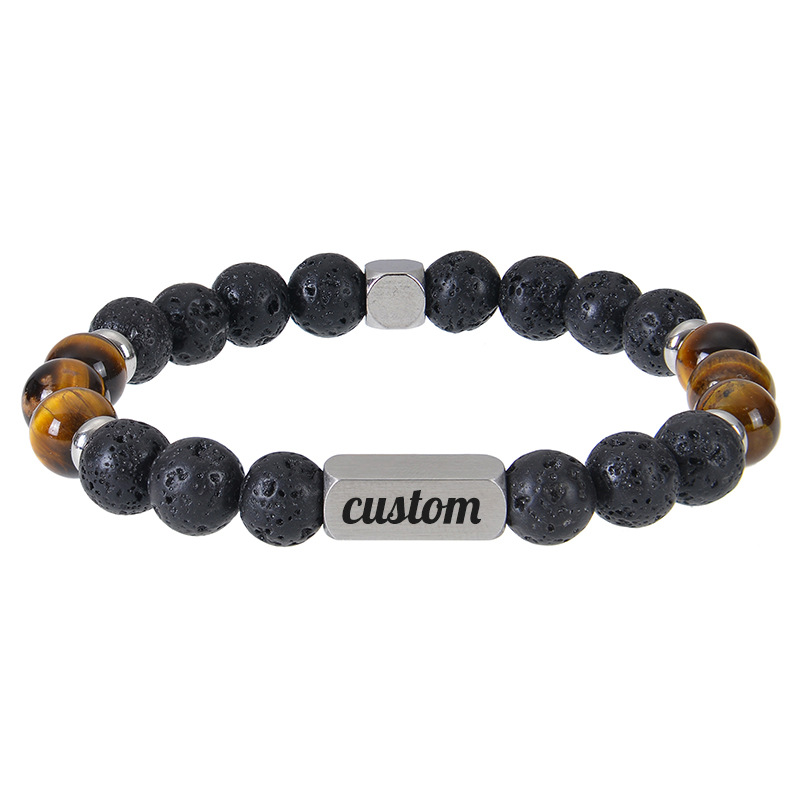 Tiger Eye Stone   volcanic stone bracelet Letterin