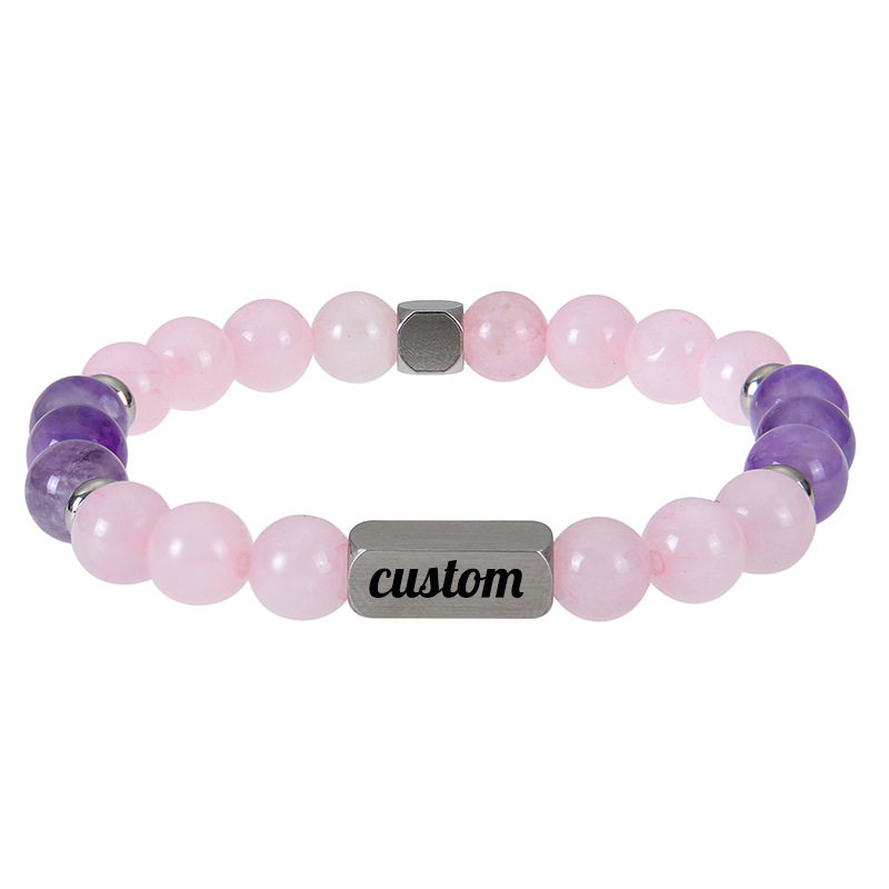 Pink crystal   amethyst bracelet Lettering on 1 si