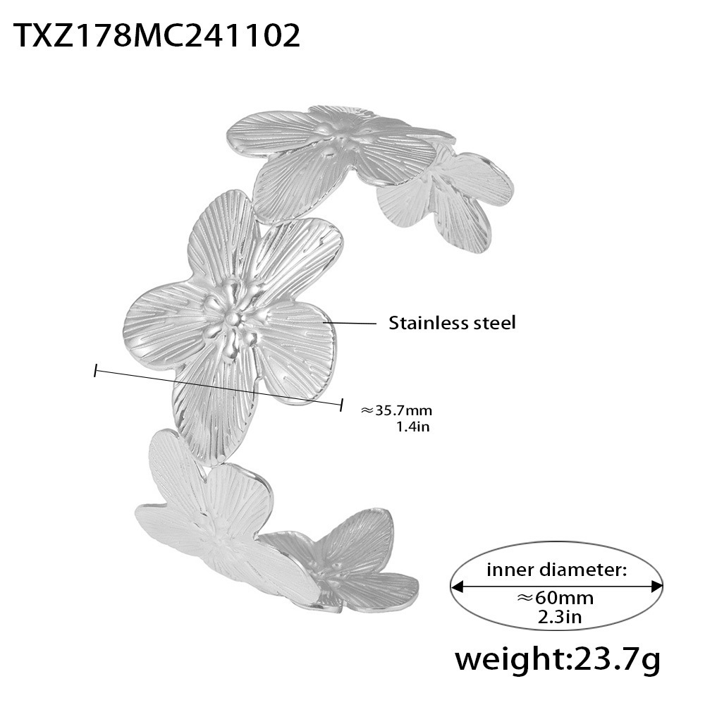 6:Txz178-steel color flower bracelet