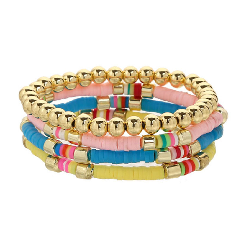 Yellow, blue, pink and gold 4-piece set Accessorie