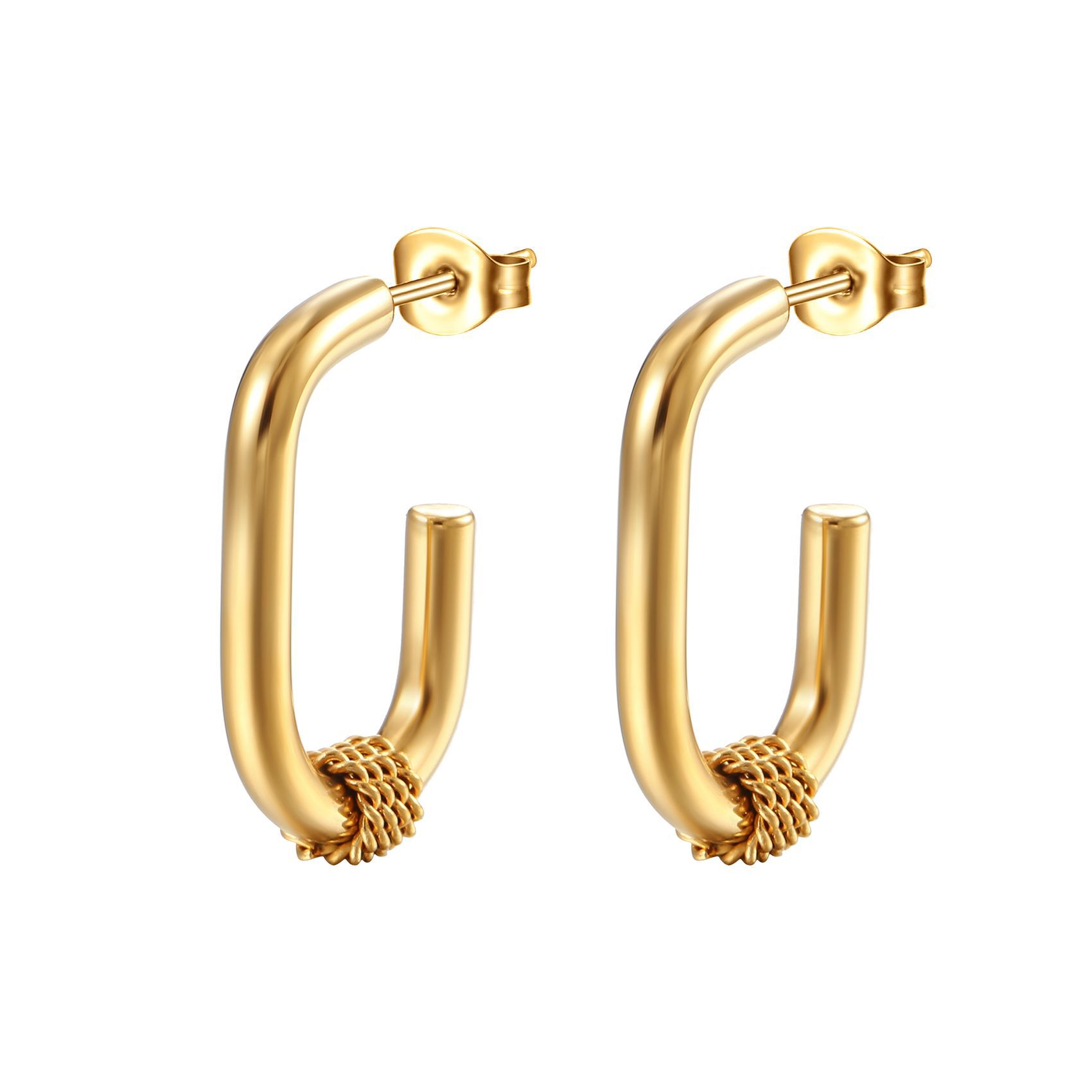 Oval pin earrings gold