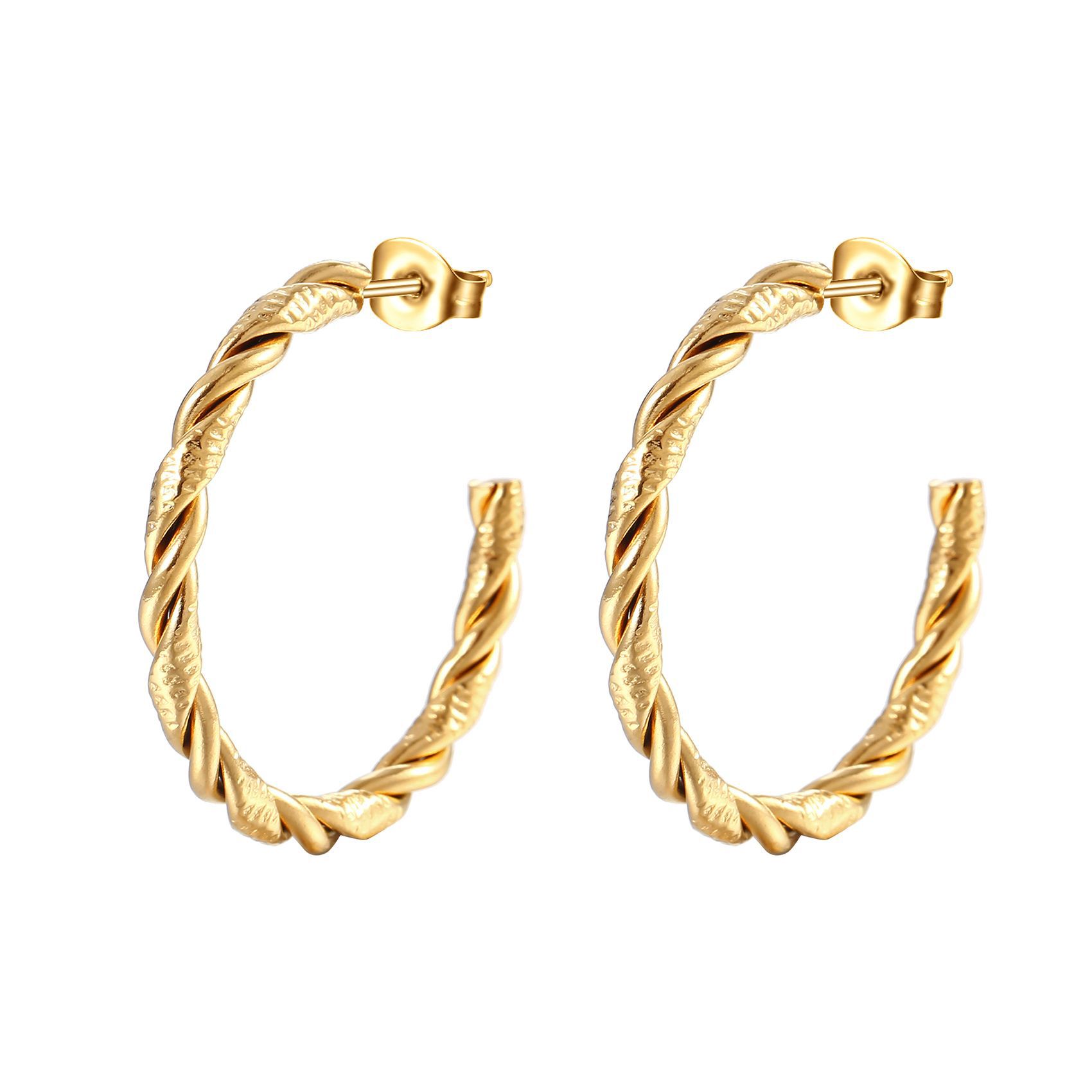 Twisted C-shaped Earrings 2 Gold