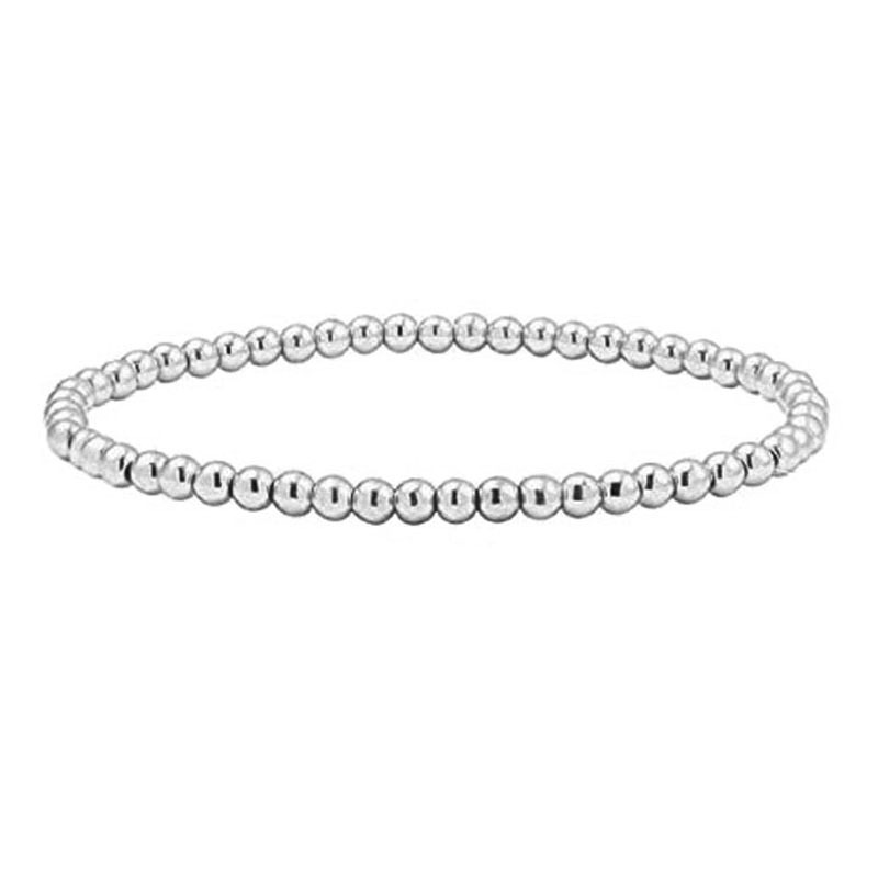 2:Silver 4mm round bead bracelet