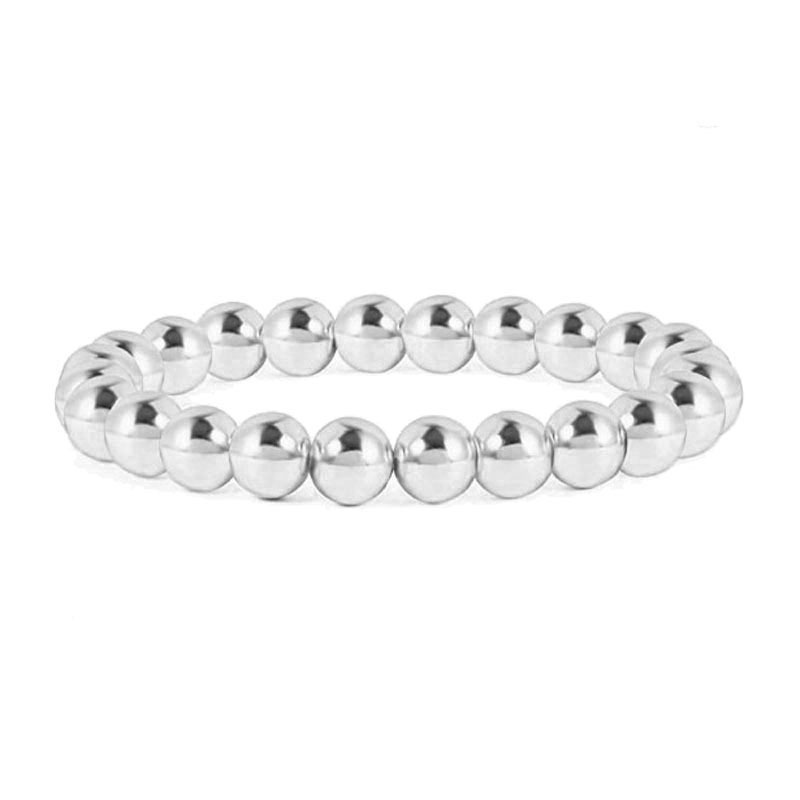 6:Silver 8mm Round Bead Bracelet