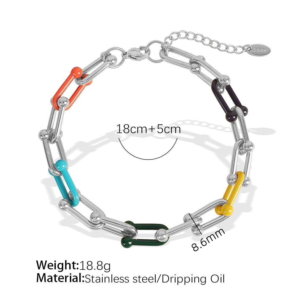 2:Sl71 random color oil drop silver bracelet