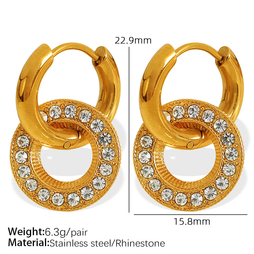 3:EH538 Rhinestone gold earrings