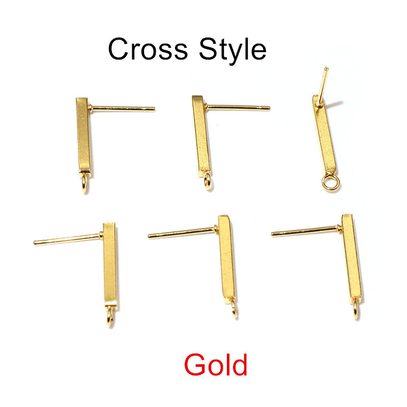 Cross hole-gold without earplugs 10x2mm