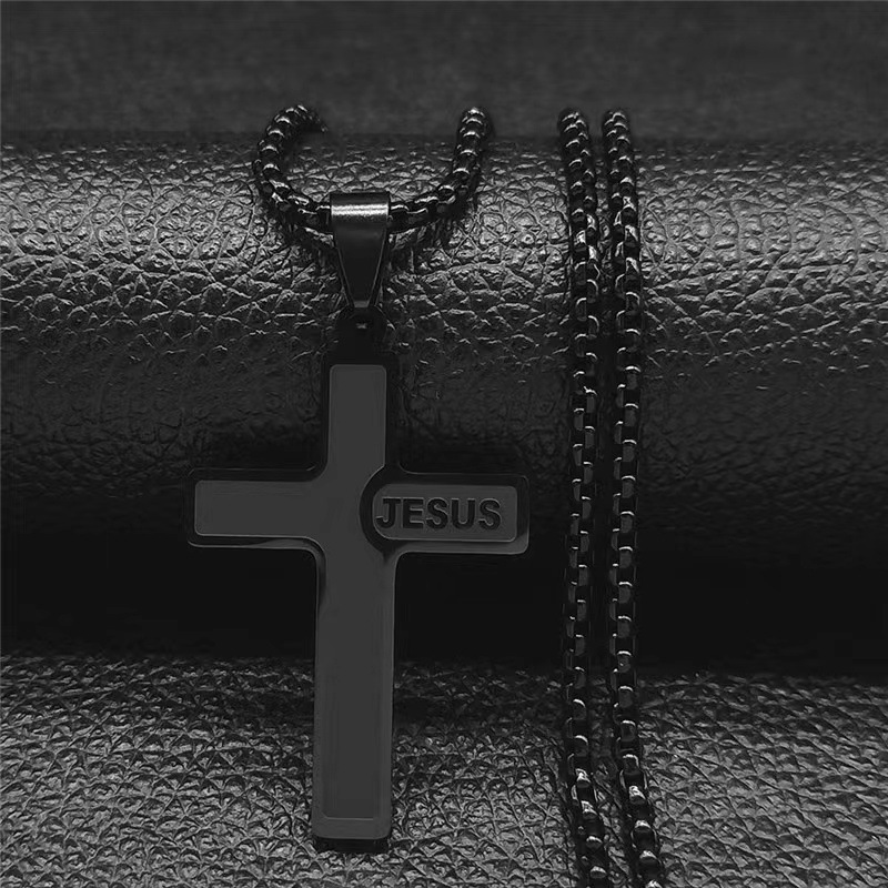 2:JESUS cross black (with chain)