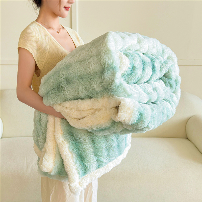 Colorful green [thick rabbit fur blanket, skin-friendly and warm]