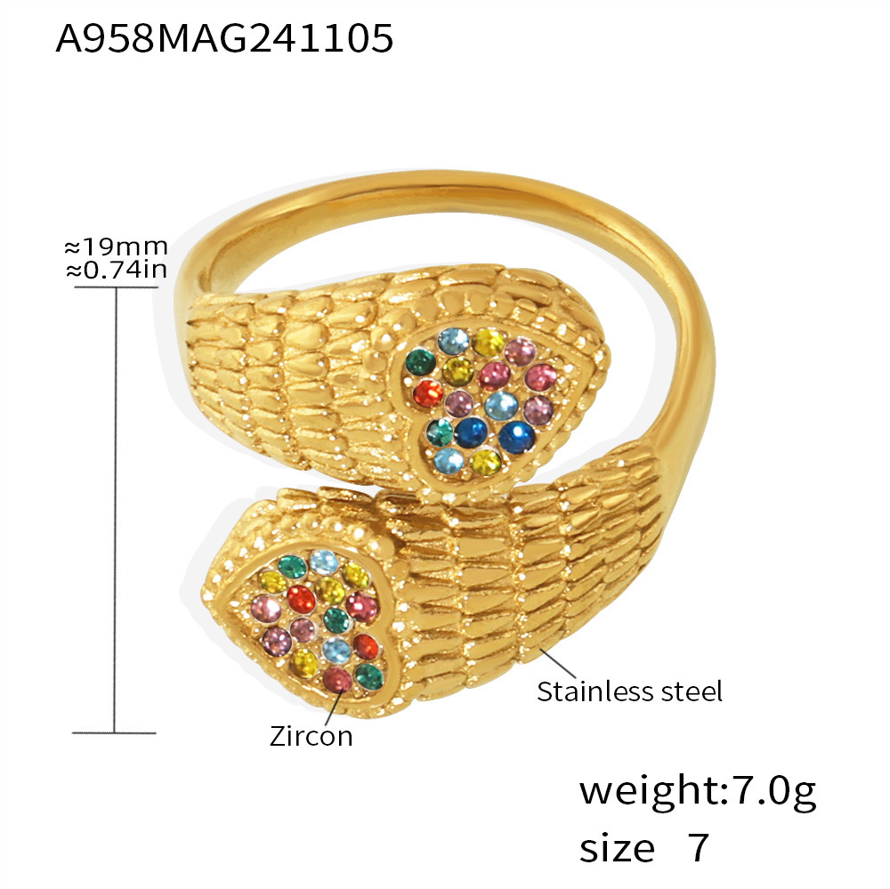 3:A958-gold love set with colored zircon ring