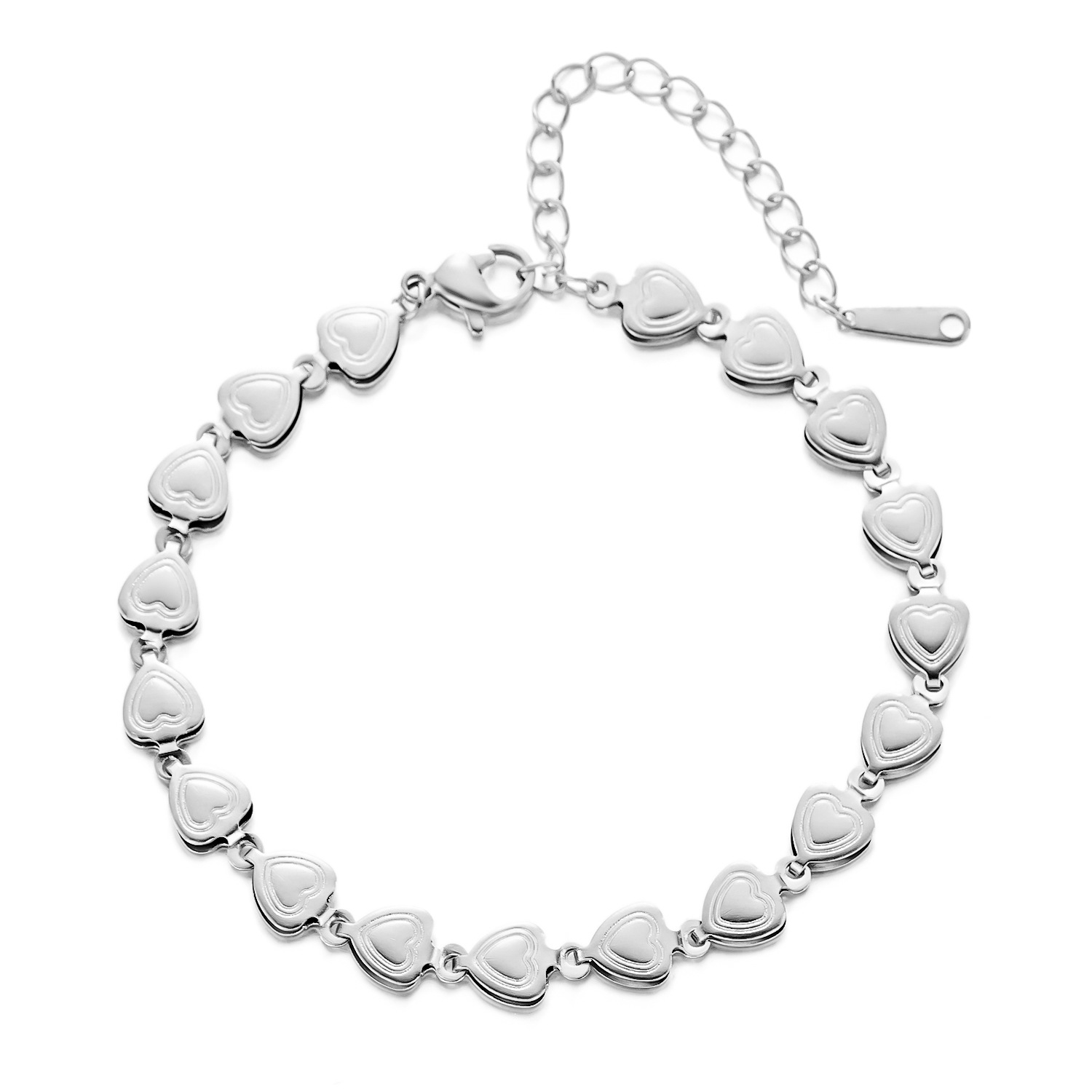 Steel double love chain bracelet