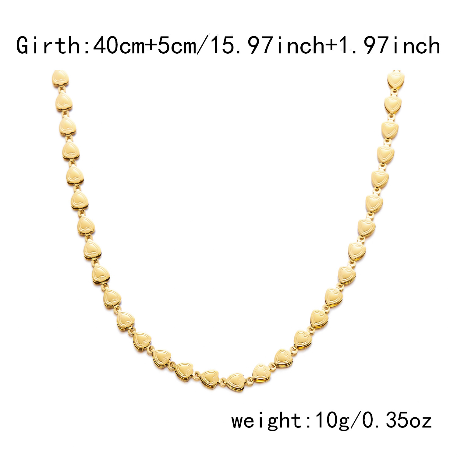 Gold double love chain necklace