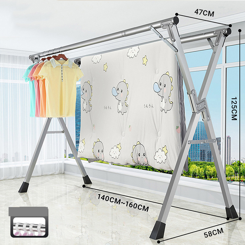 1.6 m Double Rod Drying Rack [Galvanized Pipe Galvanized Fittings Retractable] Hook