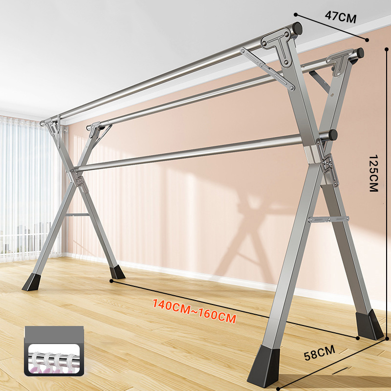 1.6 m three-bar drying rack [galvanized pipe galvanized fittings retractable] to send hook