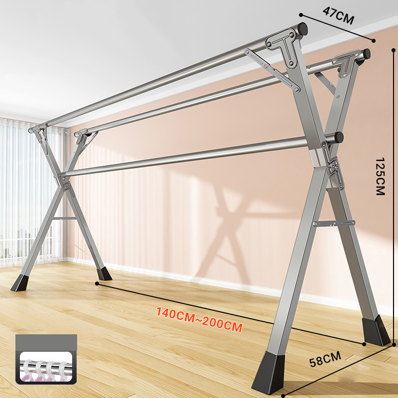 2.0 m three-bar drying rack [galvanized pipe galvanized fittings retractable] to send hook