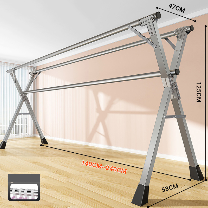 2.4 m three-bar drying rack [galvanized pipe galvanized fittings retractable] to send hook