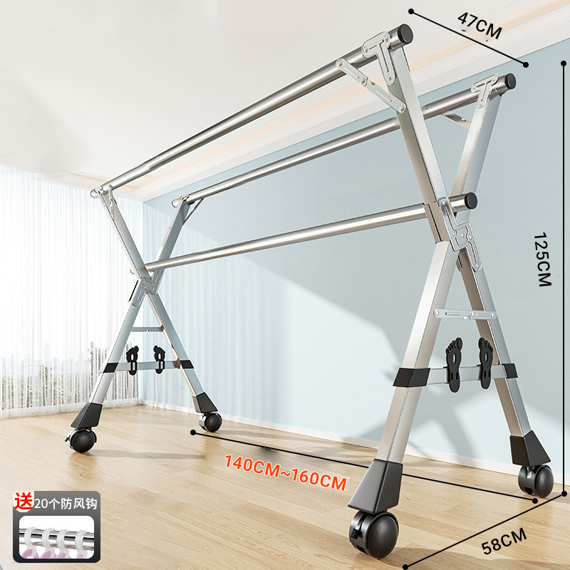 1.6 m 3-bar 25 square tube pulley drying rack [stainless steel tube galvanized fittings shoe holder retractable] to send drying gift bag