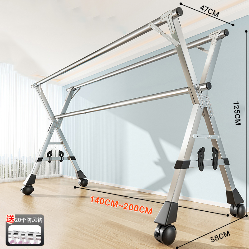 2.0 m 3-bar 25 square tube pulley drying rack [stainless steel tube galvanized fittings shoe holder retractable] to send drying gift bag