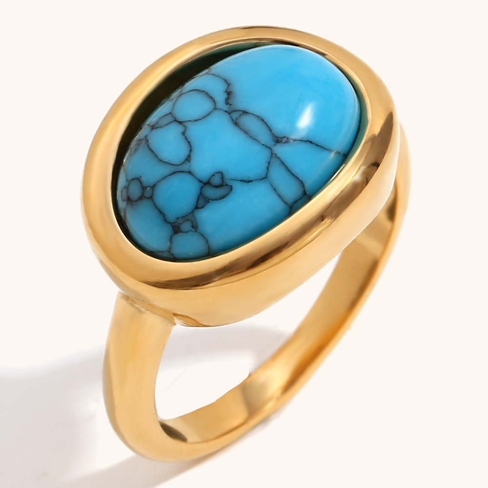 Simple gemstone ring-golden blue No. 6