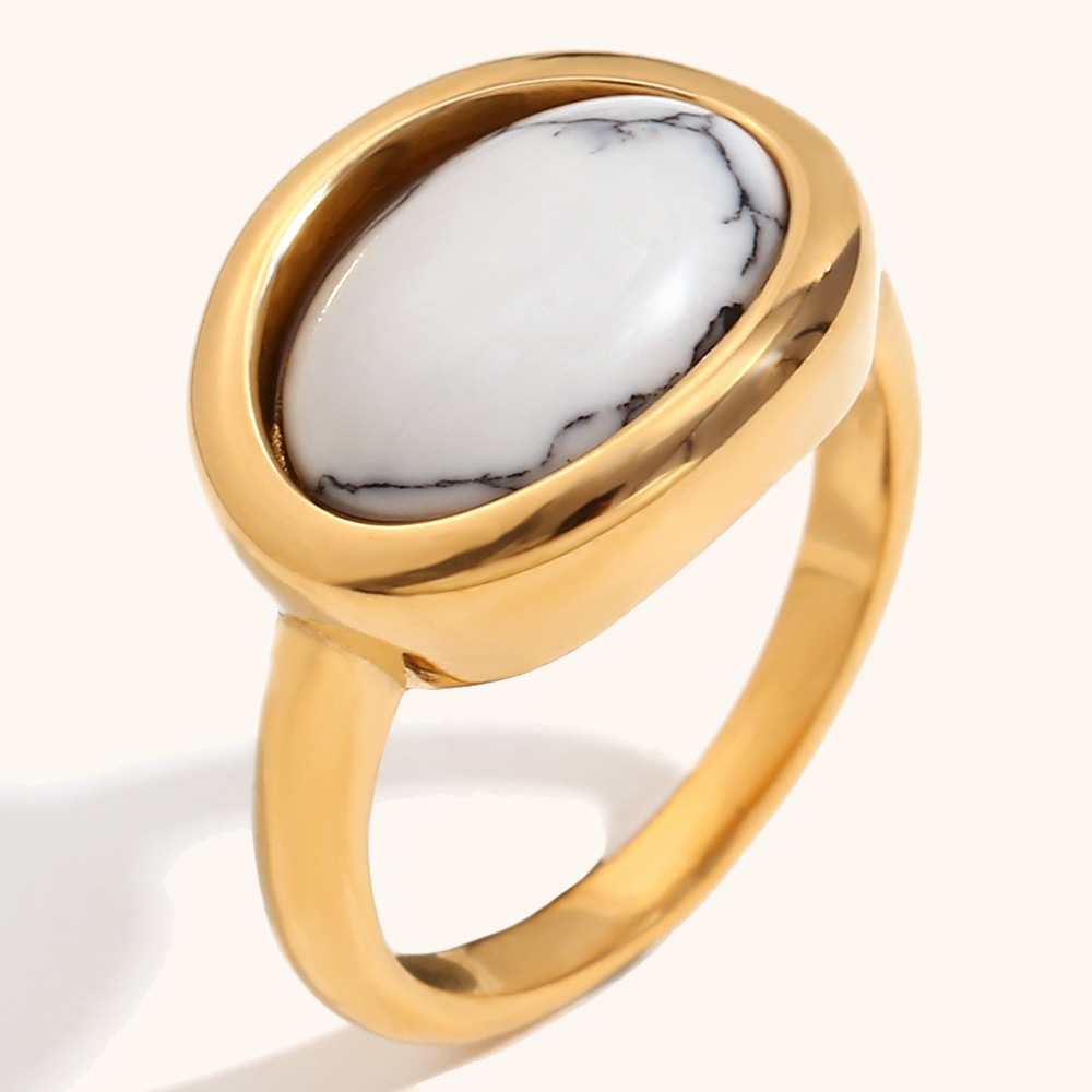 Simple gemstone ring-golden white No. 6