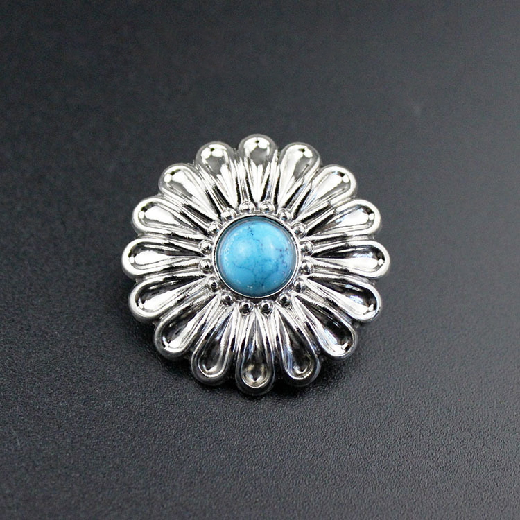 1:Silk color chrysanthemum imitation blue turquoise rope button