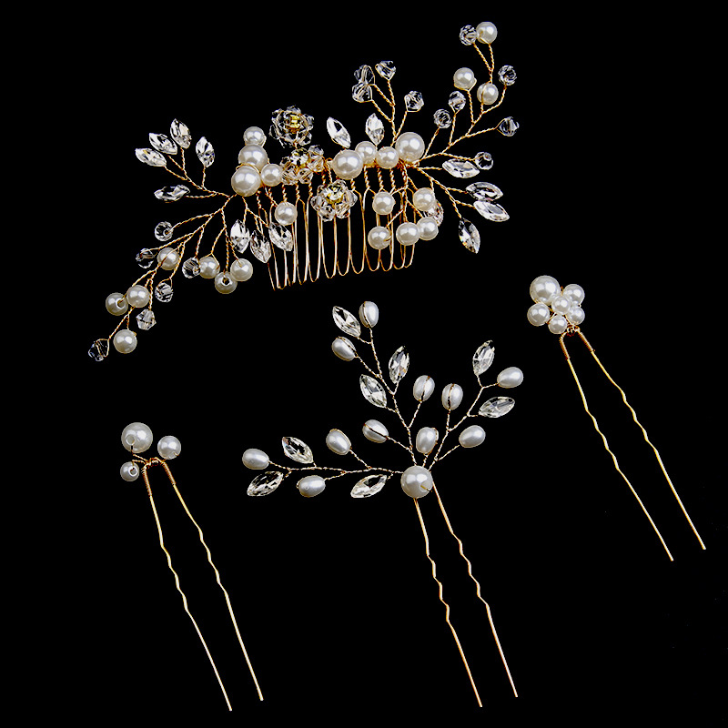 3:Gold hair comb set of four