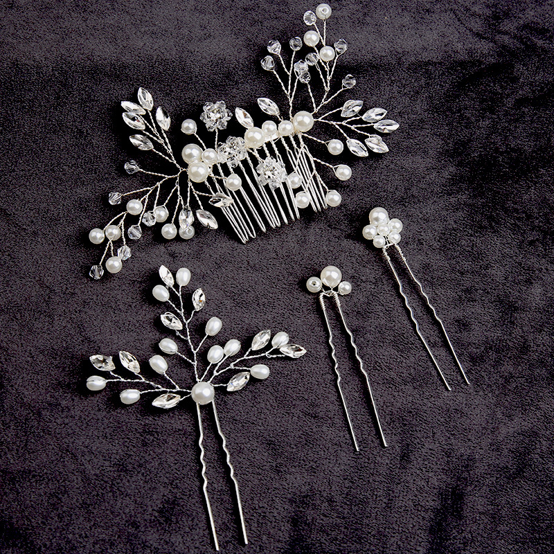 4:Silver hair comb set of four