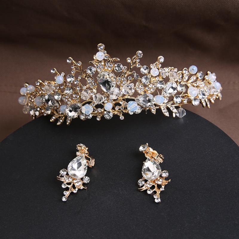 Gold and white diamond with ear clips