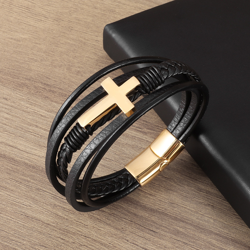 1:Cross five-layer bracelet-gold