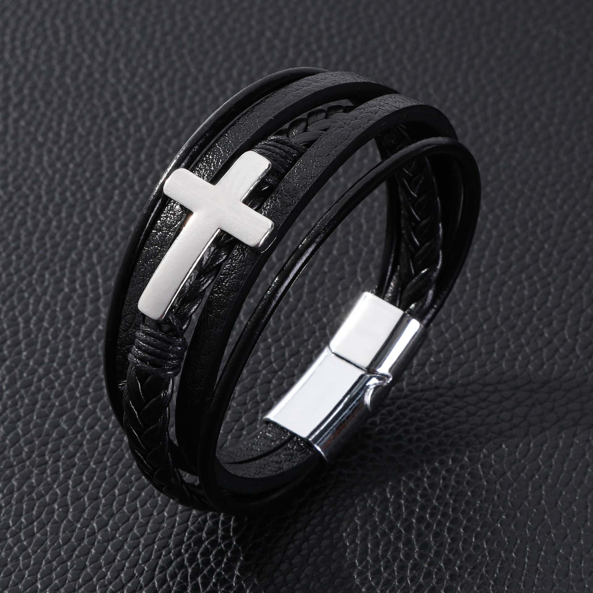 2:Cross five-layer bracelet-silver