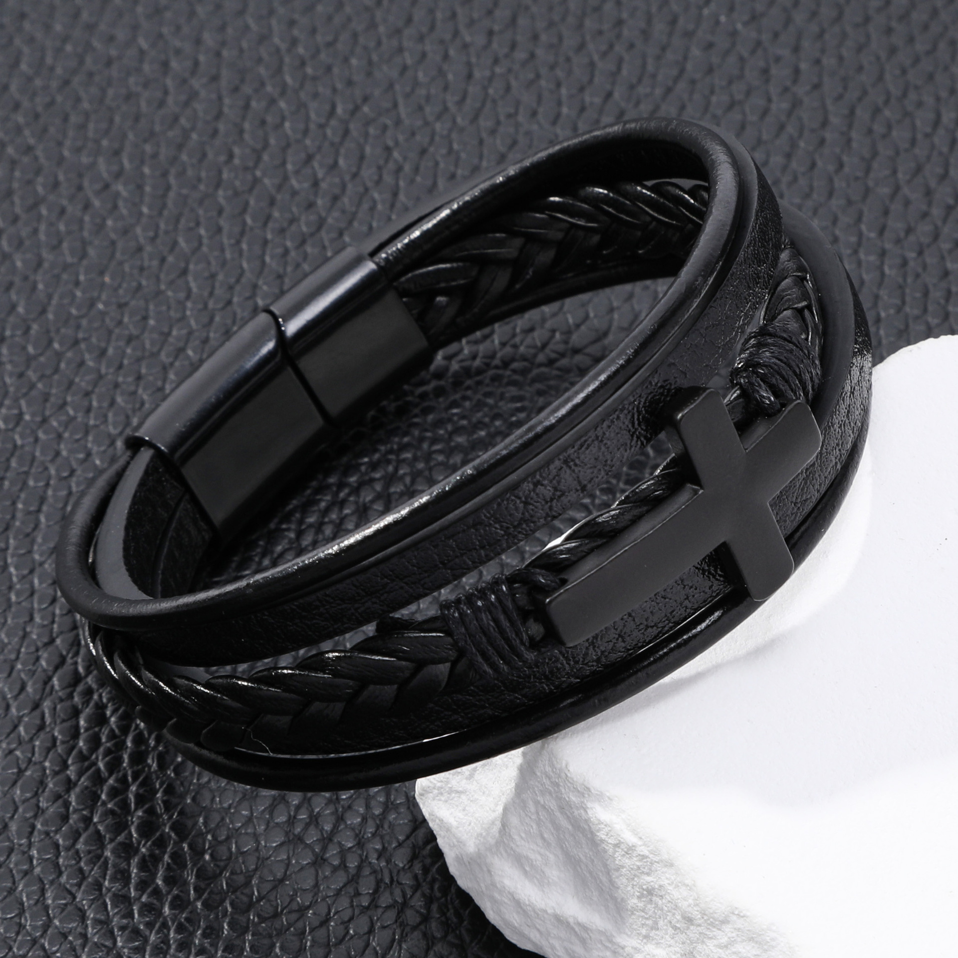 3:Cross five-layer bracelet-black