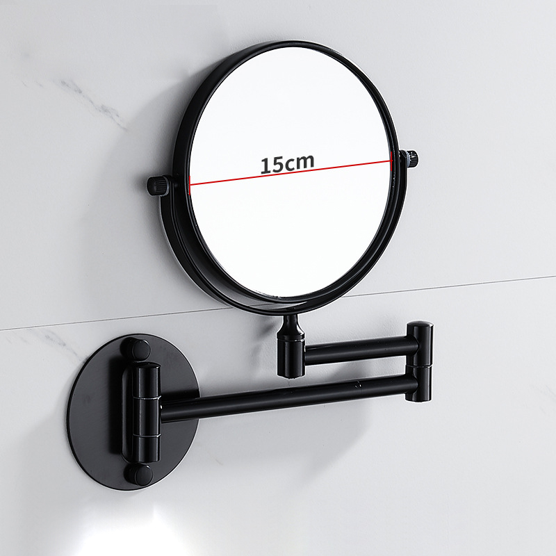 Black double-fold 6-inch mirror (punch/punch-free dual-purpose)