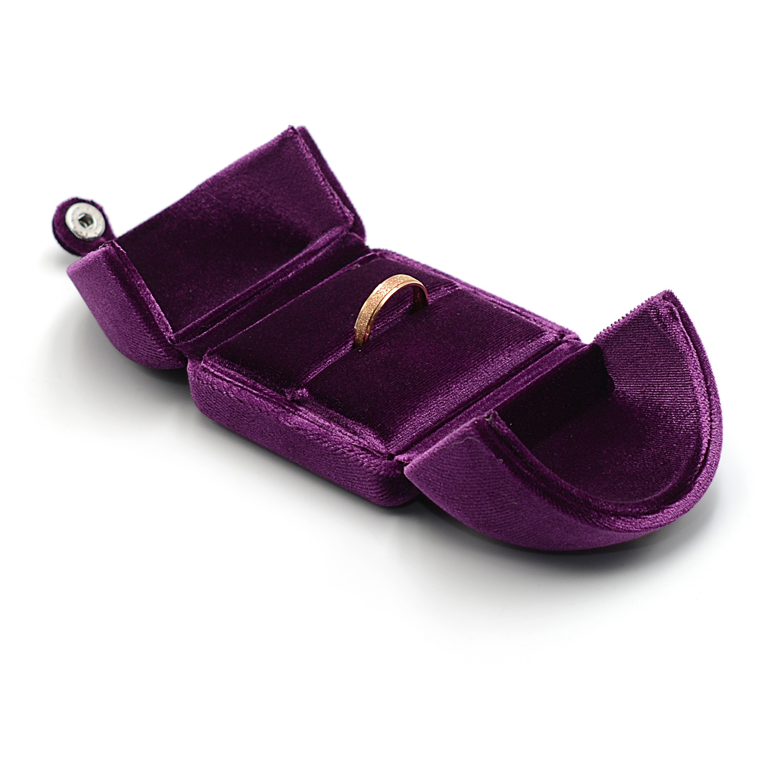 7:Single ring box double velvet purple -6.5x6x5.5cm